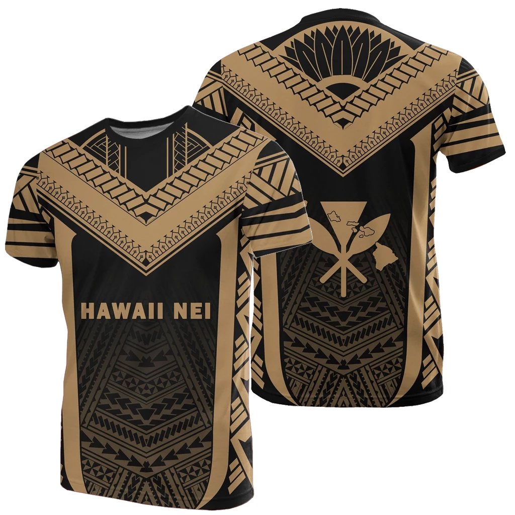 Hawaii Kanaka Polynesian T Shirt Active Gold Unisex Black - Polynesian Pride