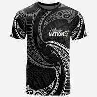 Polynesian Saltwater Nations T Shirt White Tribal Wave Black Version Unisex Black - Polynesian Pride