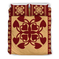 Hawaiian Pattern Kalo Love Polynesian Quilt Bedding Set Black - Polynesian Pride