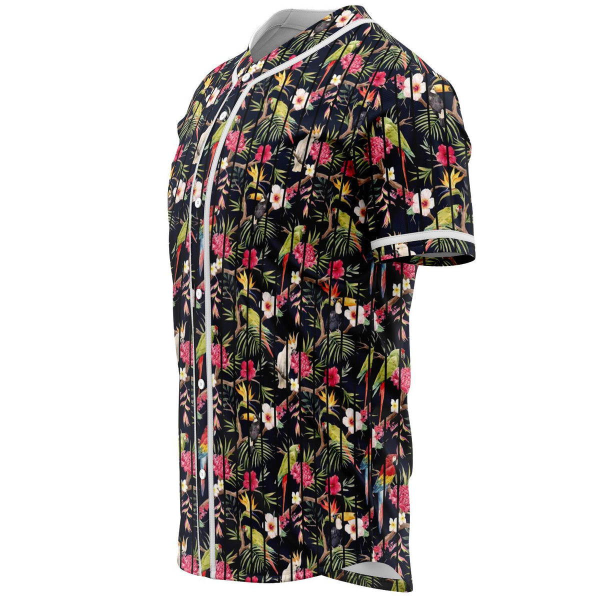 Tropical Hibiscus, Strelitzia Palm Leaves Baseball Jersey - Polynesian Pride