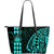 Coat of Arm Polynesian Turquoise Large Leather Tote Turquoise - Polynesian Pride