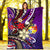 Tonga Premium Blanket - Tribal Flower With Special Turtles Purple Color - Polynesian Pride