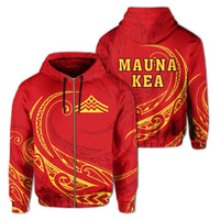Hawaiian Mauna Kea Polynesian Zipper Hoodie Frida Style Unisex Red - Polynesian Pride