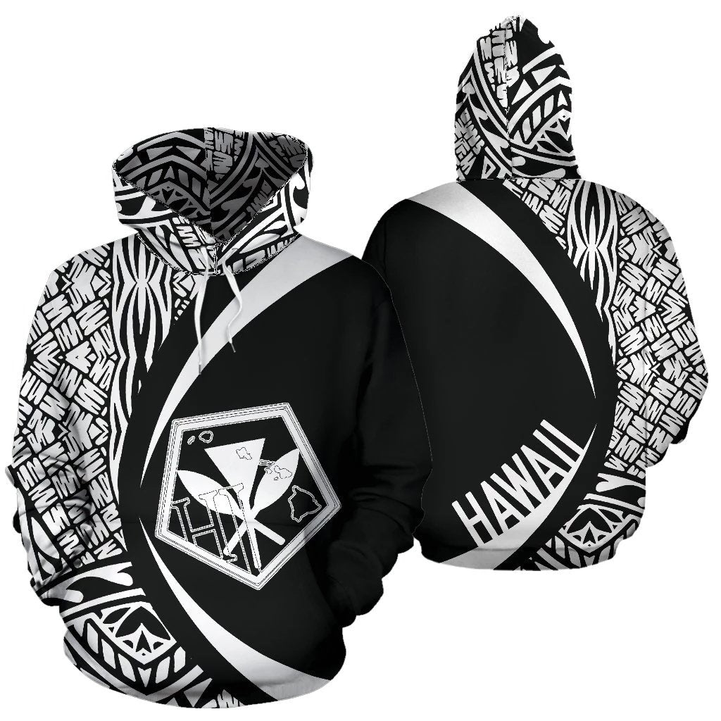 Kanaka Polynesian Tribal Hoodie Circle Style White Color Unisex White - Polynesian Pride