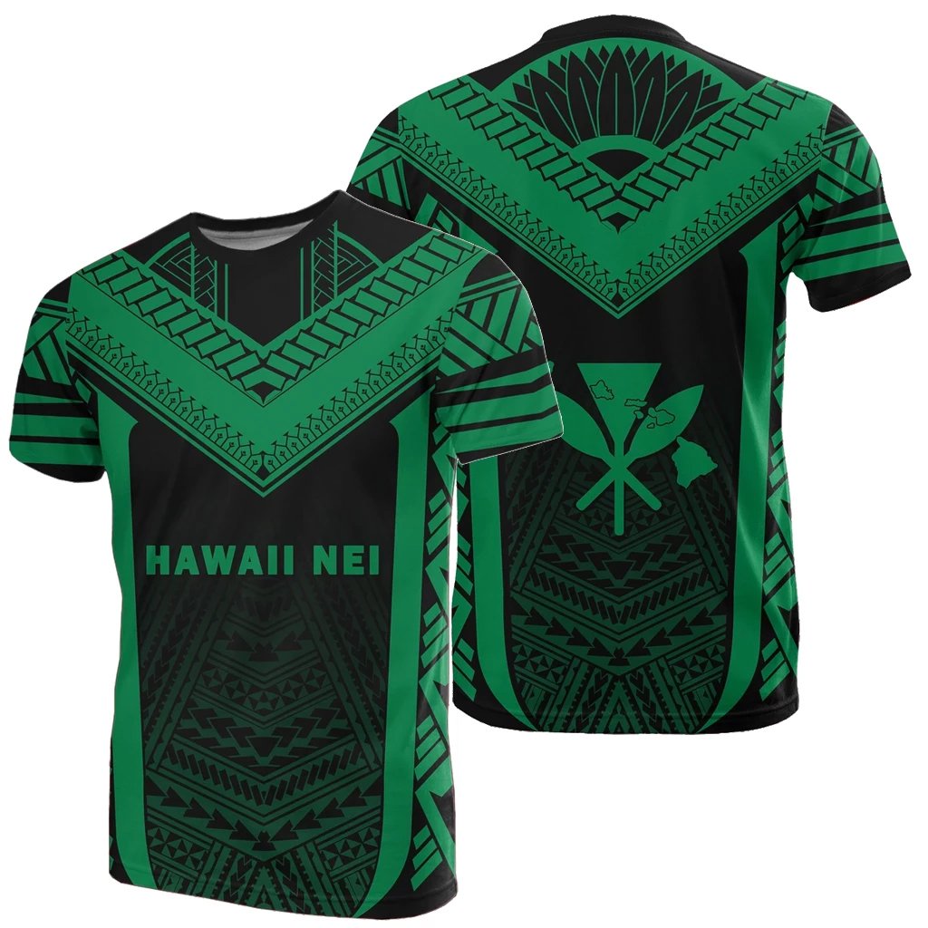 Hawaii Kanaka Polynesian T Shirt Active Green Unisex Black - Polynesian Pride