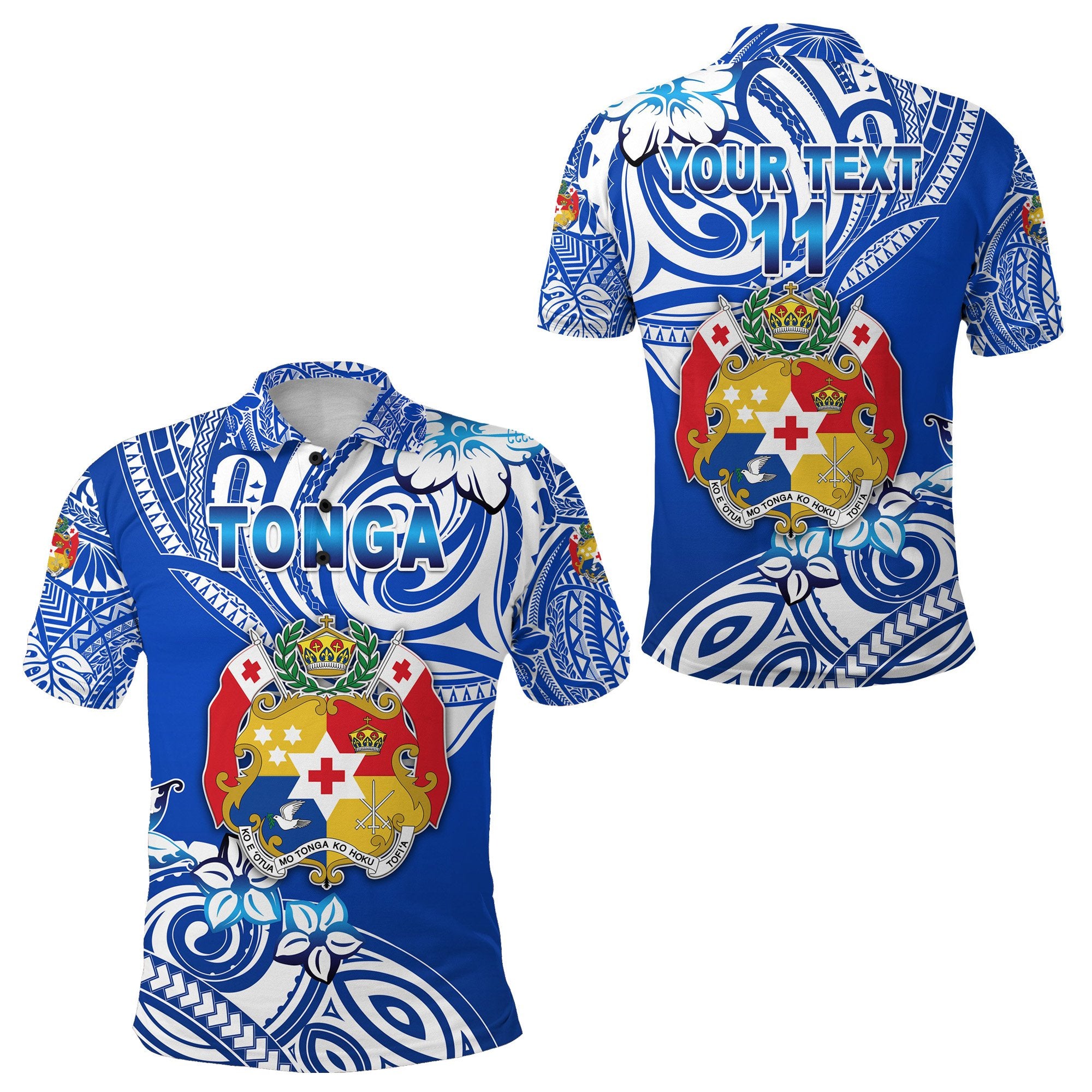 Custom Mate Maa Tonga Rugby Polo Shirt Polynesian Unique Vibes, Custom Text and Number Blue Unisex Blue - Polynesian Pride