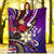 Kosrae State Premium Blanket - Tribal Flower With Special Turtles Purple Color - Polynesian Pride