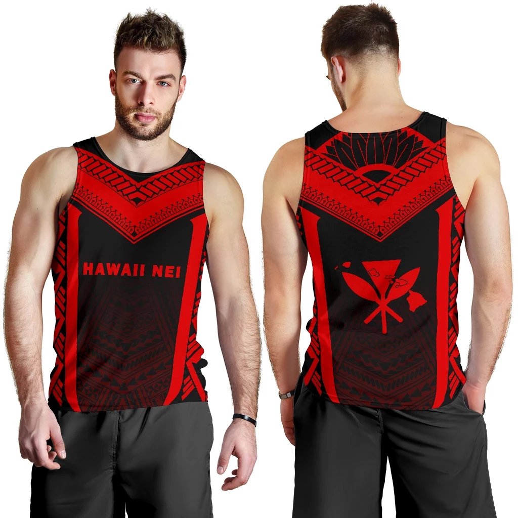 Hawaii Kanaka Polynesian Men's Tank Top Active Red Red - Polynesian Pride