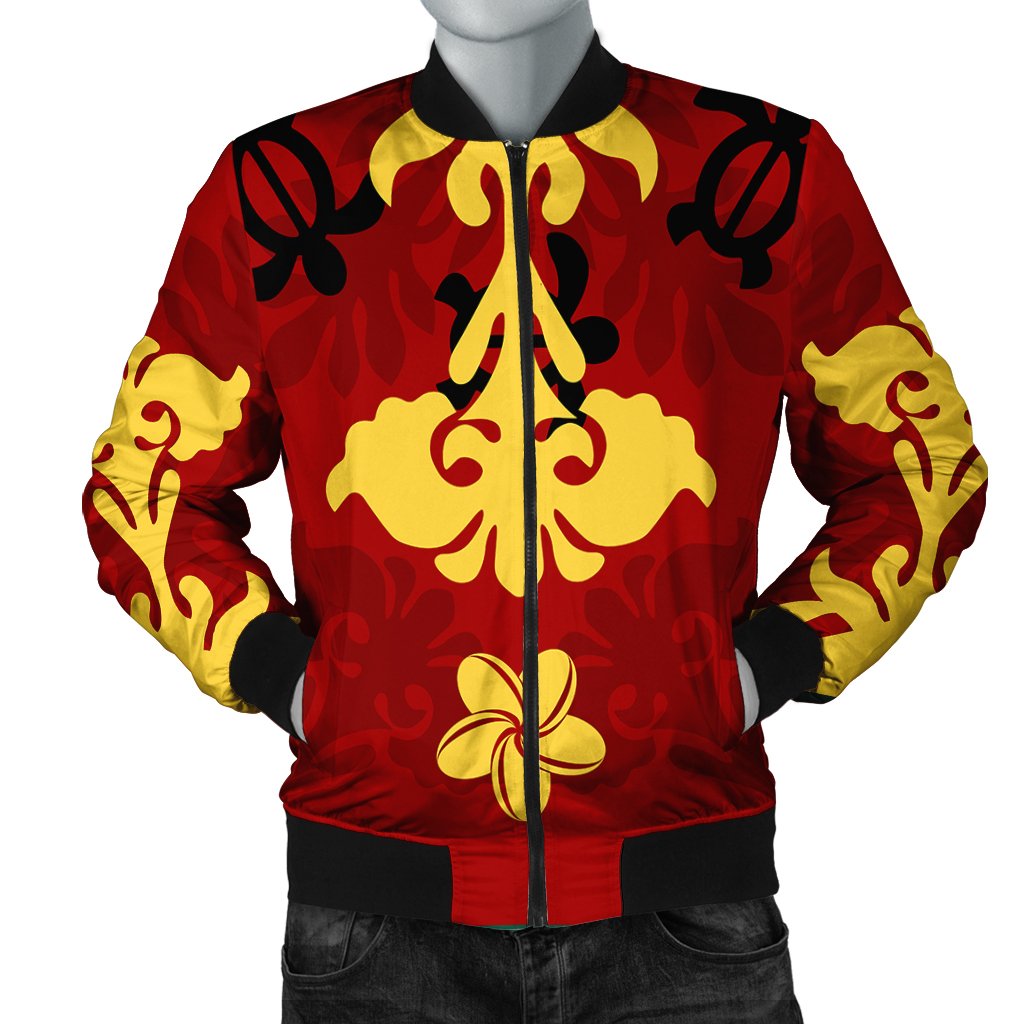 Hawaii Bomber Jacket - Hawaiian Quilt Style Bomber Jacket AH Red Unisex - Polynesian Pride