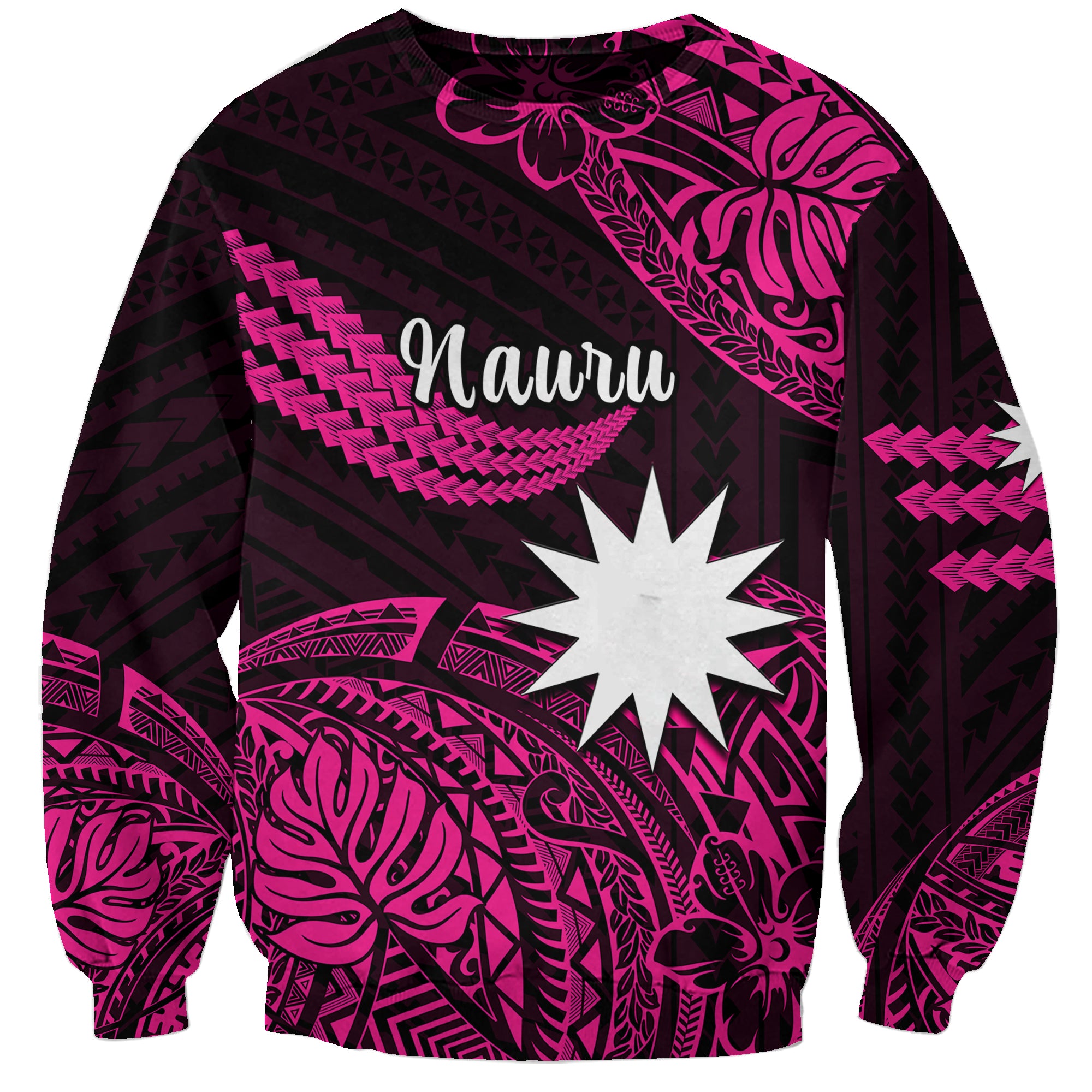 (Custom Personalised) Nauru Polynesian Hibiscus Naoero Pink Sweatshirt LT14 Unisex Pink - Polynesian Pride