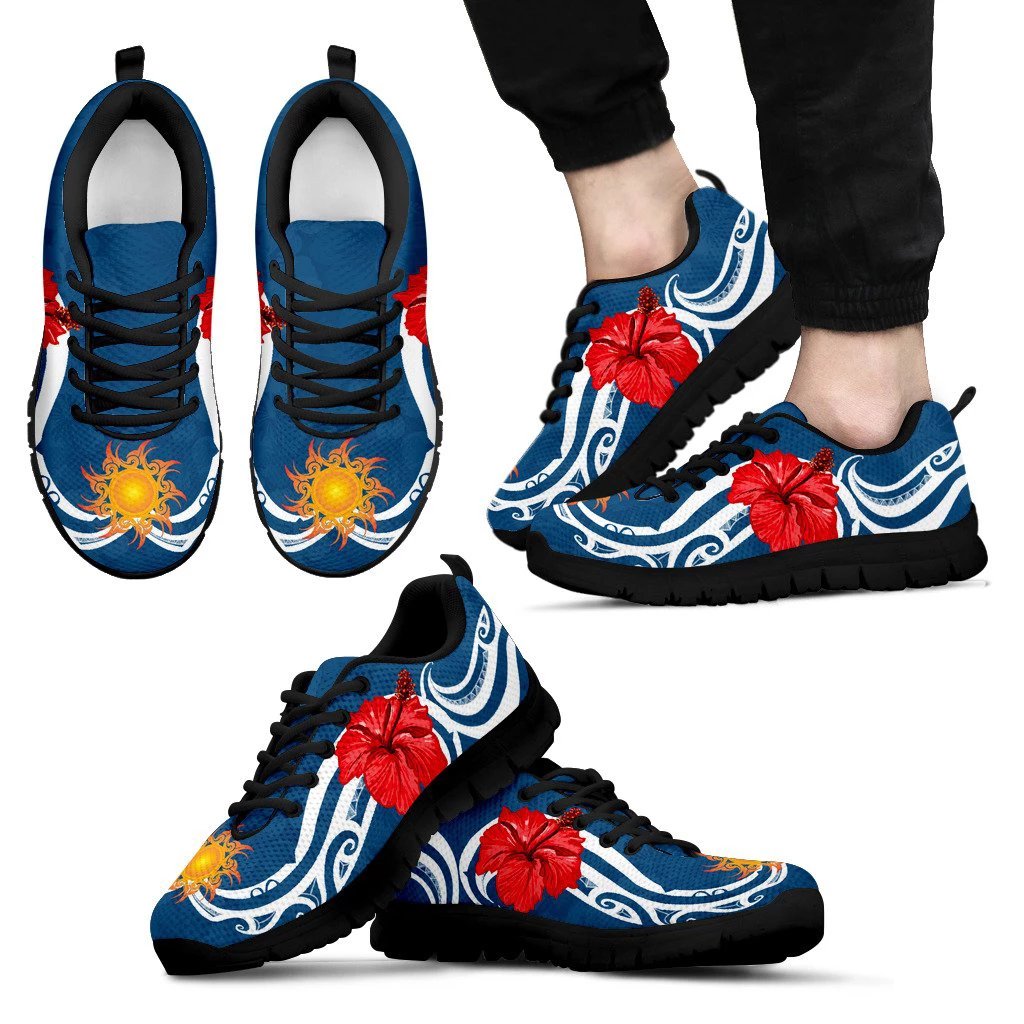 Hibiscus And Sun Sneakers Men's Sneakers Black - Polynesian Pride