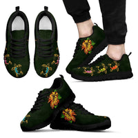 Hibiscus And Turtle Sneakers Men's Sneakers Black - Polynesian Pride