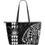 Coat of Arm Polynesian White Large Leather Tote Black - Polynesian Pride