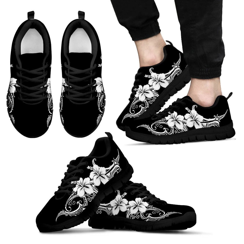 Hibiscus Polynesian Sneakers Men's Sneakers Black - Polynesian Pride