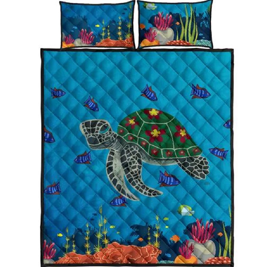 Hawaii Ocean Quilt Bed Set Black - Polynesian Pride