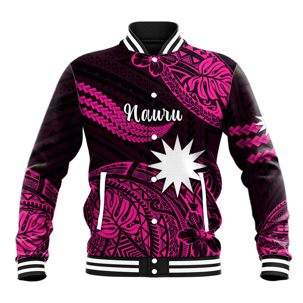 (Custom Personalised) Nauru Polynesian Hibiscus Naoero Pink Baseball Jacket LT14 Unisex Pink - Polynesian Pride