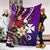 Wallis and Futuna Premium Blanket - Tribal Flower With Special Turtles Purple Color - Polynesian Pride