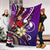 Yap State Premium Blanket - Tribal Flower With Special Turtles Purple Color - Polynesian Pride