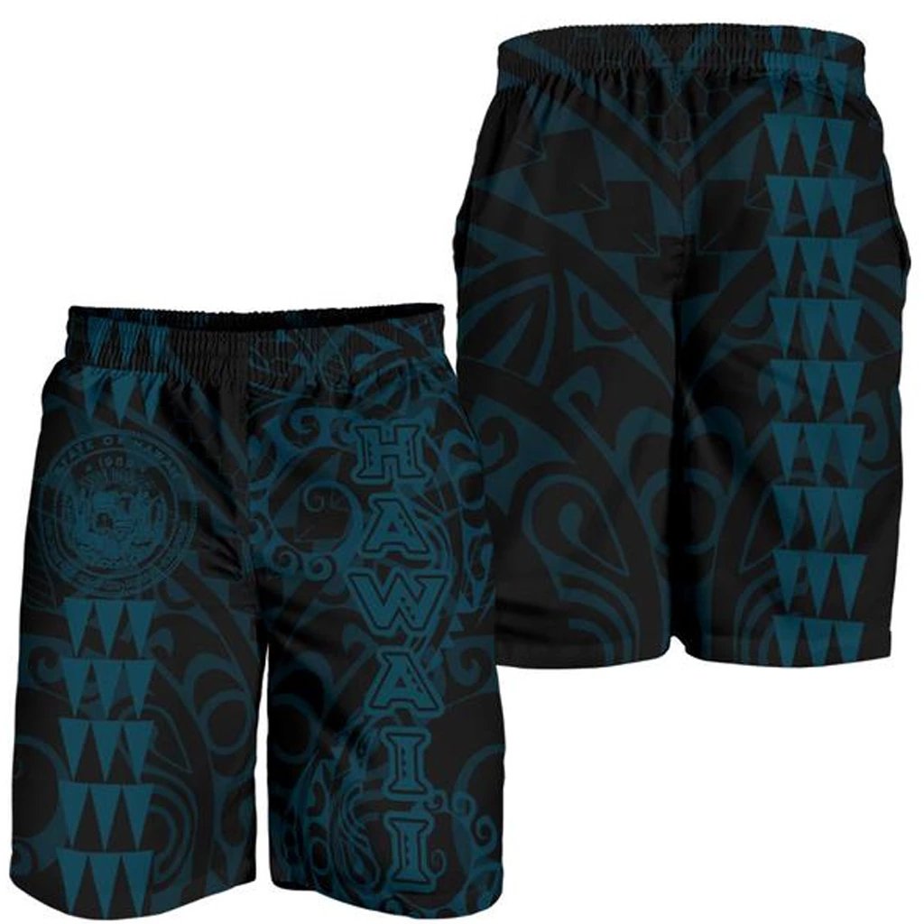 Hawaii Coat Of Arms Men's Shorts Aegean Blue Aegean Blue - Polynesian Pride