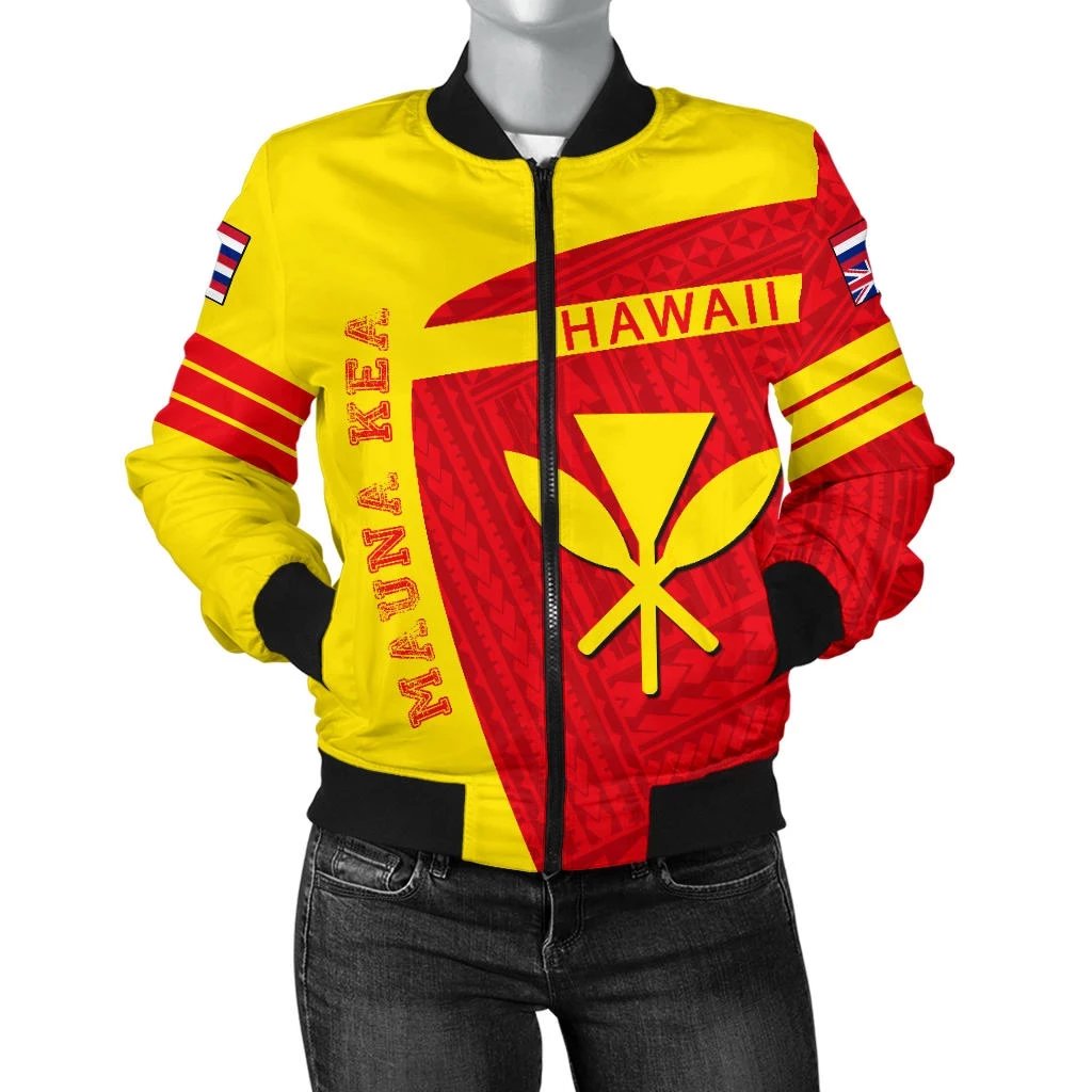 Hawaii Kanaka Polynesian Sport Women's Bomber Jacket - Premium Style Yellow - Polynesian Pride