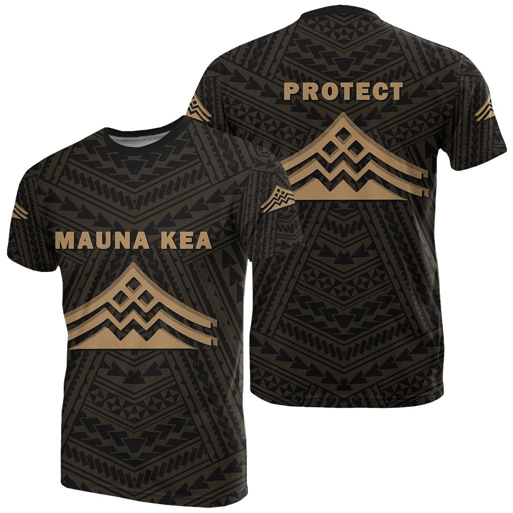 Hawaii Mauna Kea Polynesian T Shirt Gold Unisex Gold - Polynesian Pride