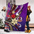 Vanuatu Premium Blanket - Tribal Flower With Special Turtles Purple Color - Polynesian Pride