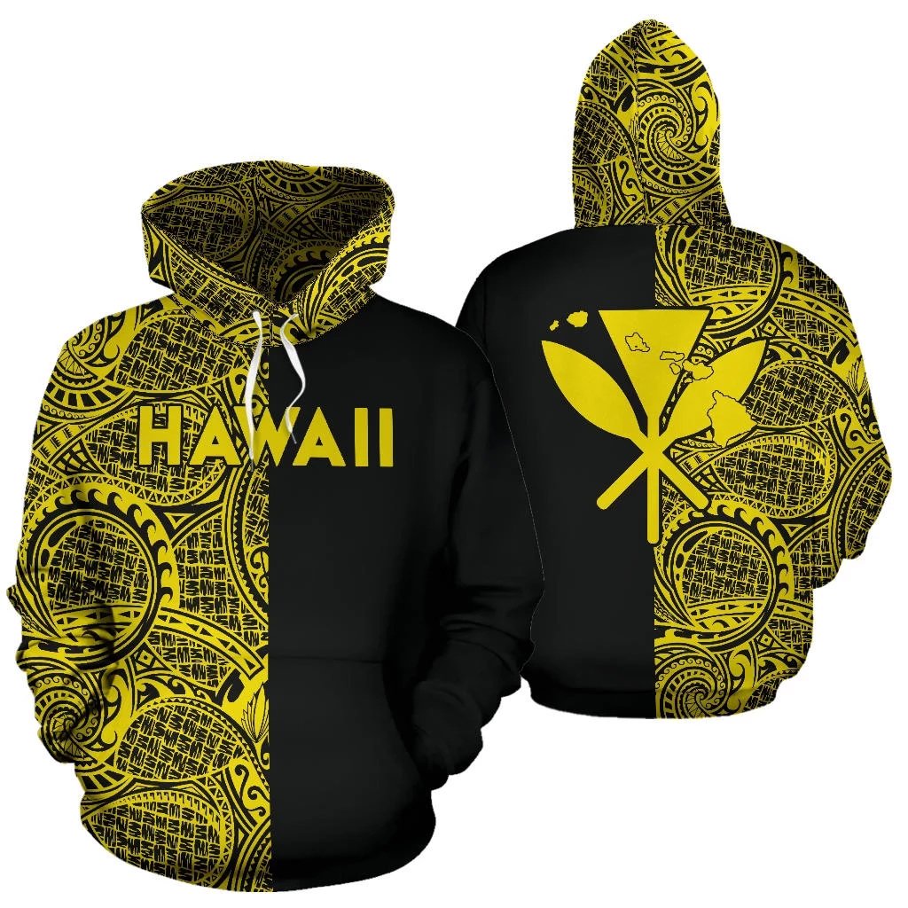 Hawaii Kanaka Polynesian Hoodie The Half Yellow Unisex Yellow - Polynesian Pride