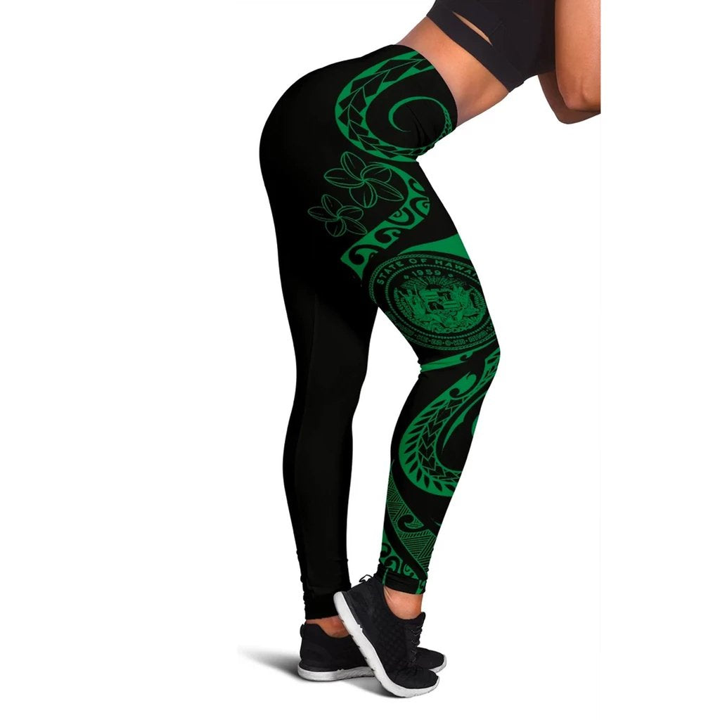 Hawaii Polynesian Leggings - Felicity Style - Green White - Polynesian Pride