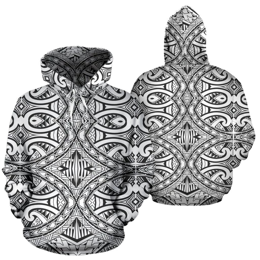 Polynesian Tribal Hoodie 10 Unisex White - Polynesian Pride