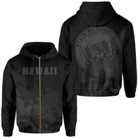 Tropic Hibiscus Seal of Hawaii Zip Hoodie Gray Unisex Gray - Polynesian Pride