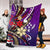 Kosrae State Premium Blanket - Tribal Flower With Special Turtles Purple Color - Polynesian Pride