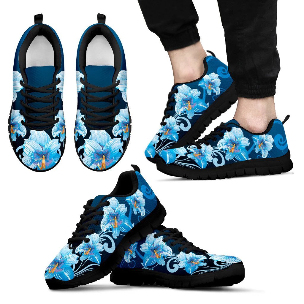 Hibiscus Sneakers 02 Men's Sneakers Black - Polynesian Pride