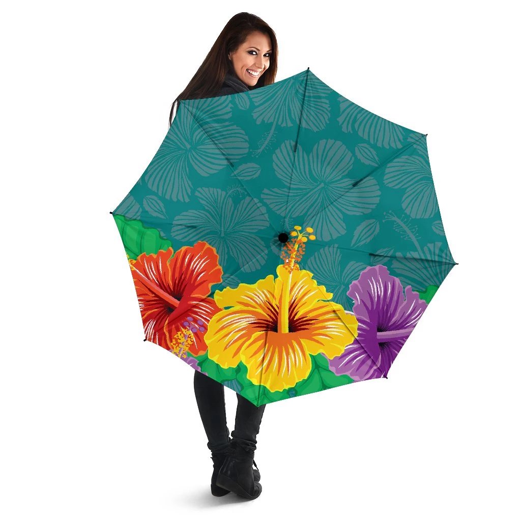 Hawaii Hibiscus More Color Umbrella Umbrella One Size Black - Polynesian Pride