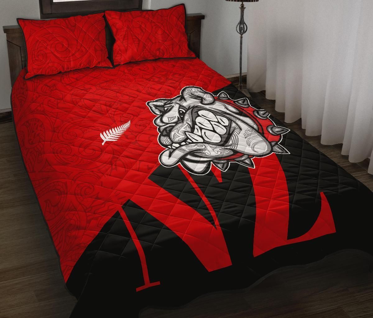 Aotearoa Bulldog Maori Quilt Bed Set - Red Red - Polynesian Pride