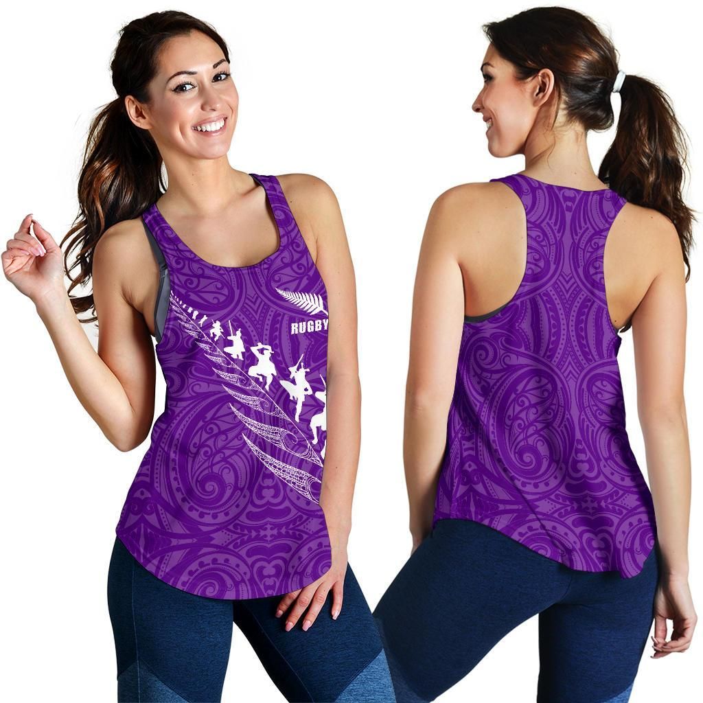 New Zealand Maori Haka Fern Racerback Tanks Violet - Polynesian Pride