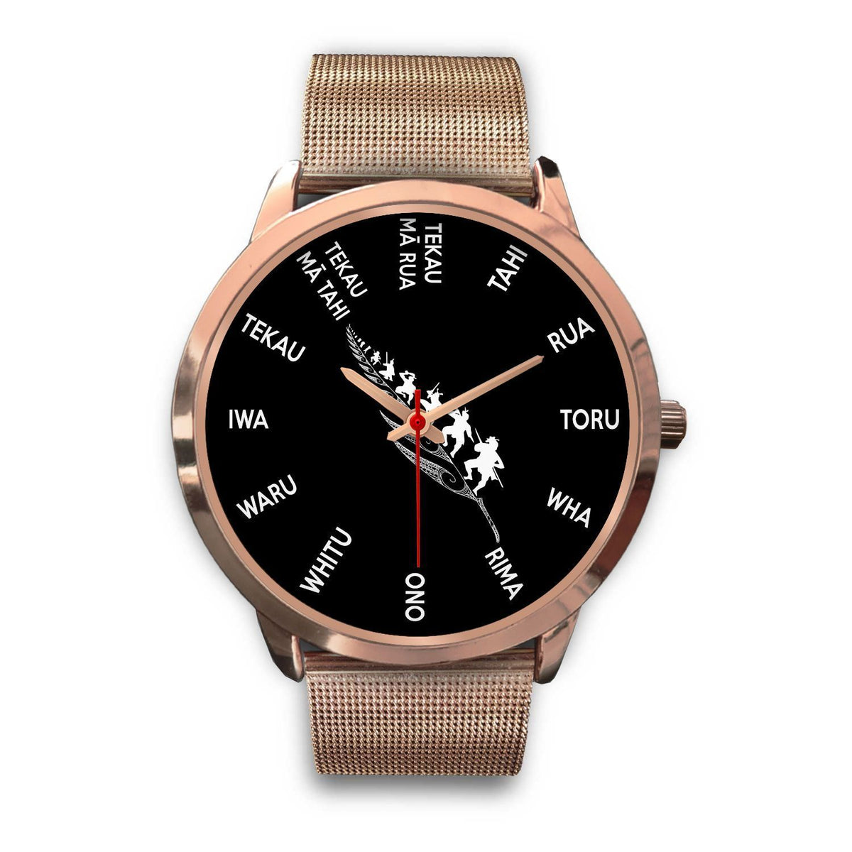 Haka Fern Maori Language Rose Gold Watch Rose Gold Metal Mesh - Polynesian Pride