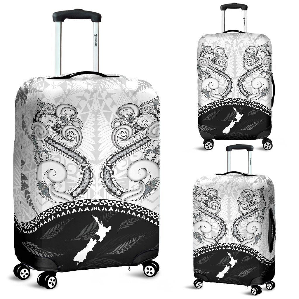 Maori Manaia Luggage Covers, Whakakotahi I Te Aroha Black White - Polynesian Pride