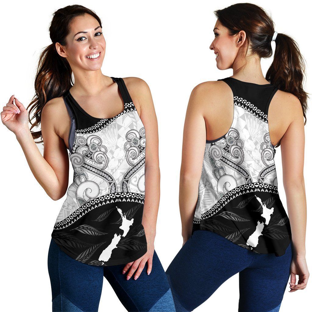 Maori Manaia Women Tank Top, Whakakotahi I Te Aroha Black White - Polynesian Pride