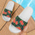 Hawaii Palm Hibiscus Pattern Black Slide Sandals White - Polynesian Pride