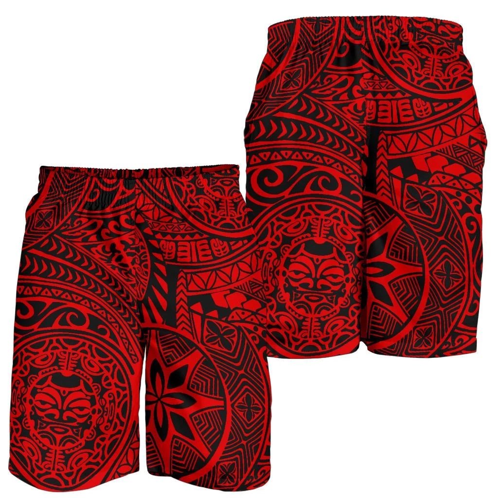 Polynesian Hawaiian Style Tribal Tattoo Red Men's Short Men's Shorts Red - Polynesian Pride