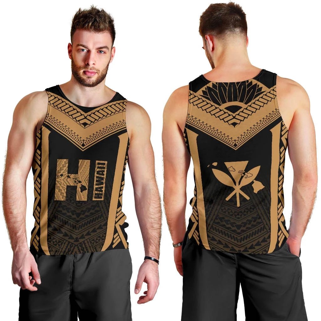 Hawaiian Kanaka Polynesian Men's Tank Top Active Gold Gold - Polynesian Pride