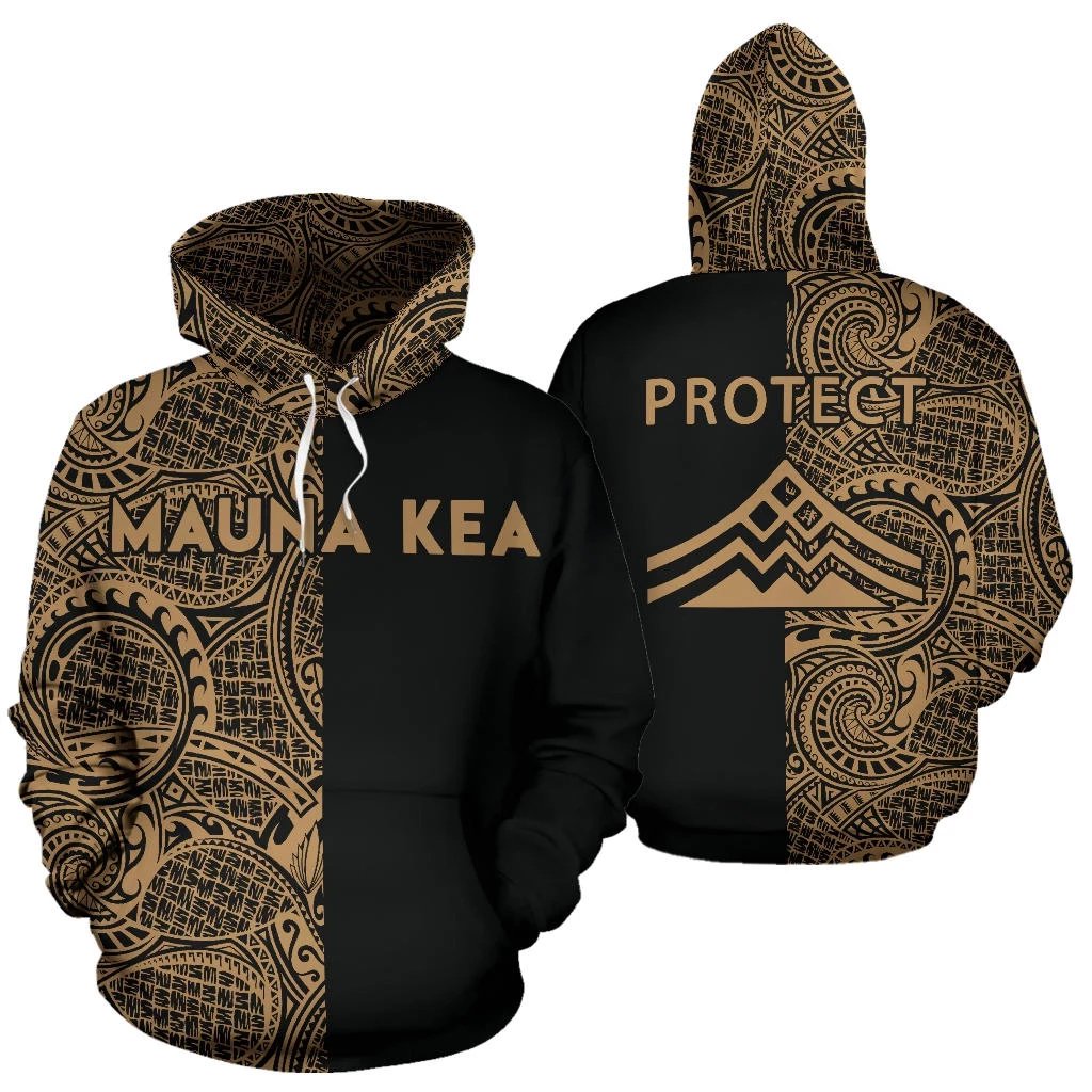 Hawaii Mauna Kea Polynesian Zip up Hoodie The Half Gold Unisex Gold - Polynesian Pride