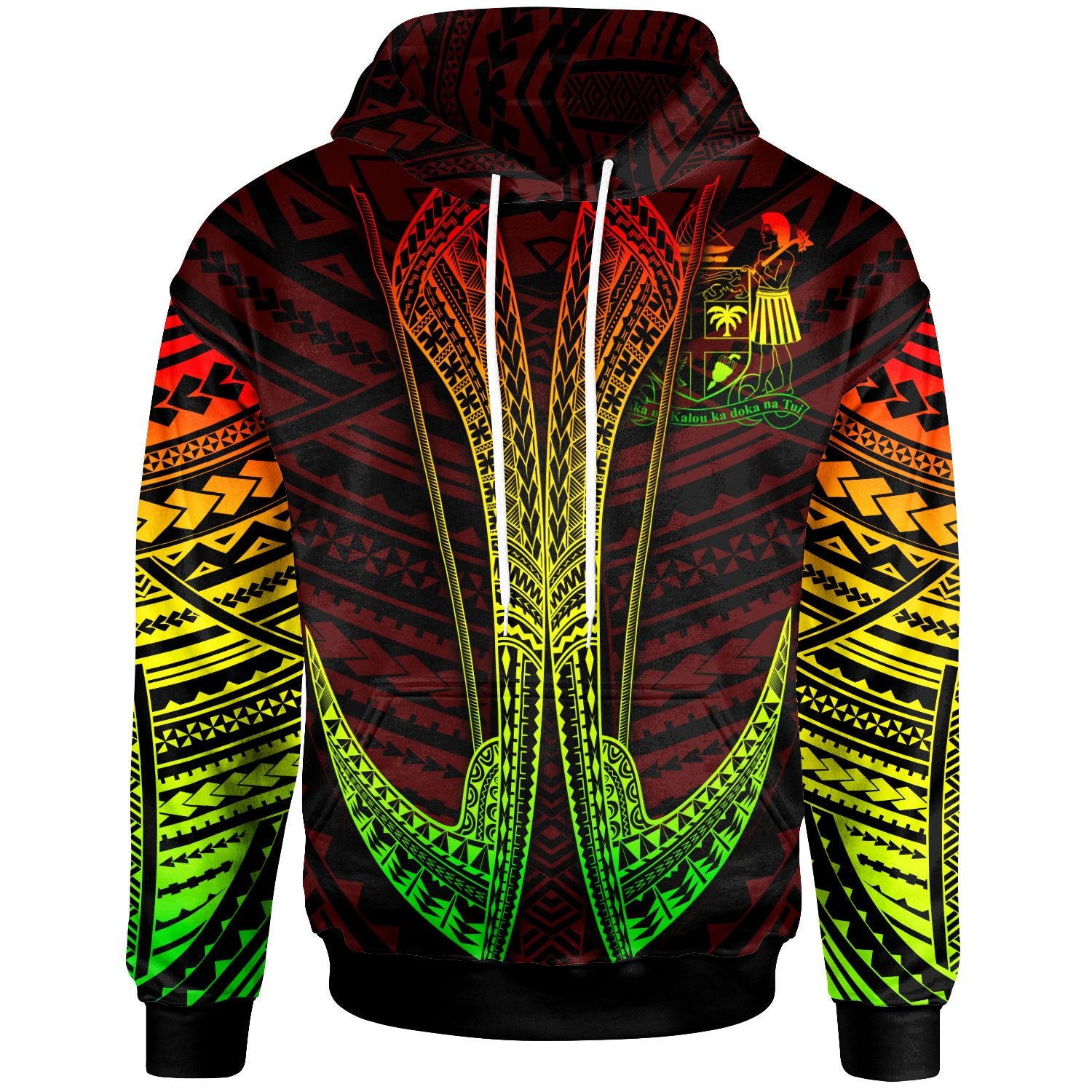 Fiji Custom Hoodie Fish Hook Unisex Red - Polynesian Pride