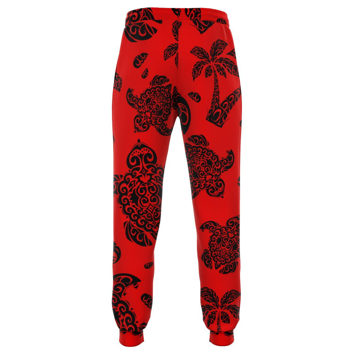 Polynesian Turtle Palm And Sea Pebbles Red Joggers - Polynesian Pride