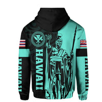 Polynesian Pride Hoodie Hawaii King Polynesian Hoodie Lawla Style Turquoise - Polynesian Pride