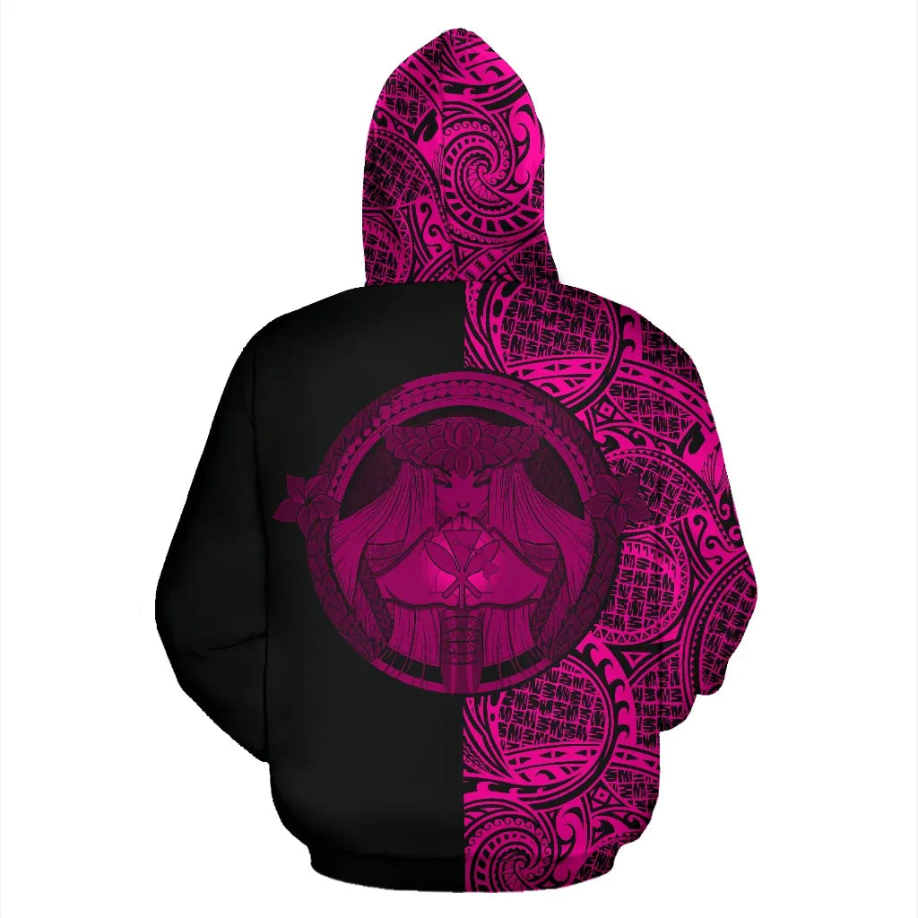 Polynesian Pride Hoodie Polynesian Madame Pele Kanaka Hawaii Zip Hoodie The Half Pink - Polynesian Pride