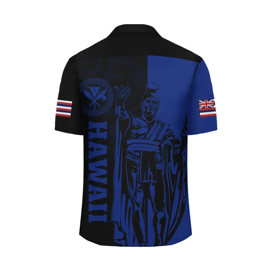 Polynesian Pride Shirt - Hawaii King Polynesian Hawaiian Shirt - Lawla Style Blue - Polynesian Pride