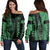 Polynesian Pride Sweater - Hawaii King Polynesian Women's Off Shoulder Sweater Green - Lawla Style - Polynesian Pride