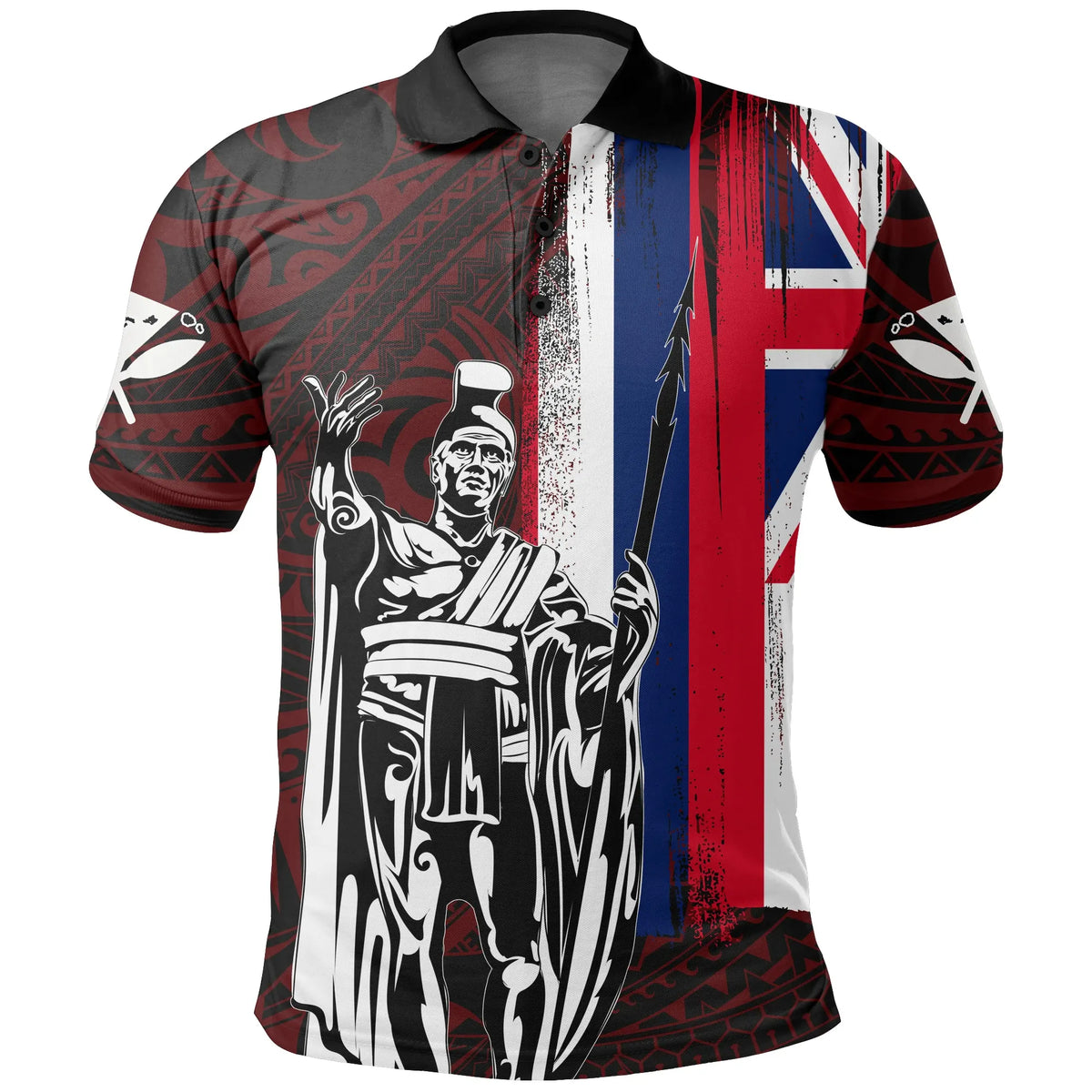 Polynesian Pride Shirt Hawaii King Flag Polynesian Polo Shirt Red - Polynesian Pride