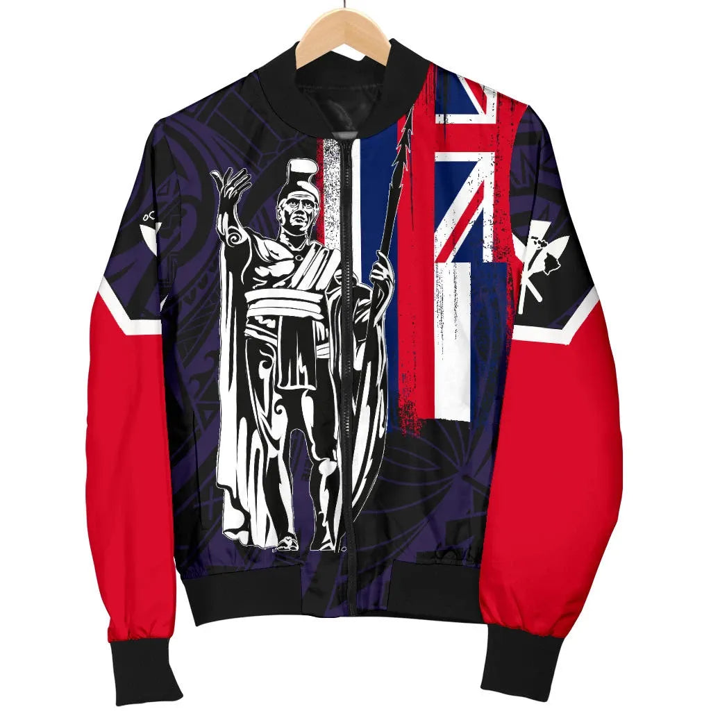 Polynesian Pride Jacket - Hawaii King Flag Polynesian Women's Bomber Jacket - Purple - Polynesian Pride